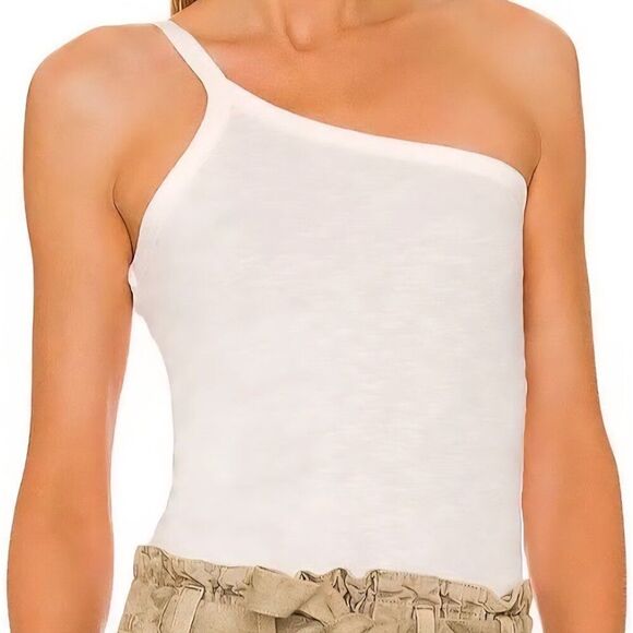 New! We The Free People - L One Way Or Another Tank Top White One Shoulder - Picture 5 of 7